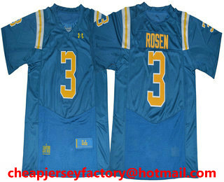 Men's UCLA Bruins #3 Josh Rosen Light Blue 2017 College Football Stitched Under Armour NCAA Jersey