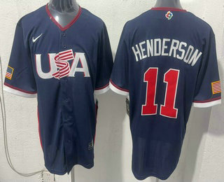 Men's USA #11 Gunnar Henderson Navy 2026 World Baseball Classic Cool Base Jersey