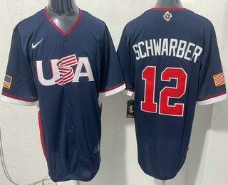 Men's USA #12 Kyle Schwarber Navy 2026 World Baseball Classic Cool Base Jersey