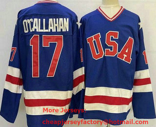 Men's USA #17 Jack O'Callahan Blue 1980 Olympics Stitched Jersey