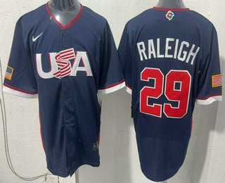 Men's USA #29 Cal Raleigh Navy 2026 World Baseball Classic Cool Base Jersey