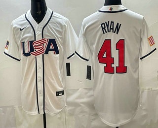 Men's USA #41 Joe Ryan White 2026 World Baseball Classic Cool Base Jersey