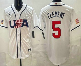 Men's USA #5 Ernie Clement White 2026 World Baseball Classic Cool Base Jersey