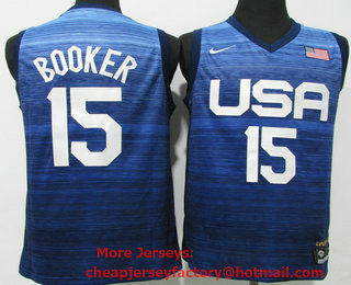 Men's USA Basketball #15 Devin Booker 2021 Summer Olympics Navy Limited Stitched Jersey