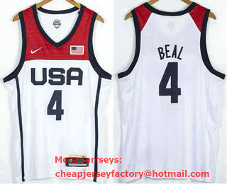 Men's USA Basketball #4 Bradley Beal 2021 White Tokyo Olympics Stitched Home Jersey