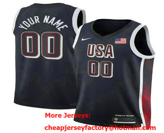 Men's USA Basketball ACTIVE PLAYER Custom Navy 2024 Swingman Stitched Jersey