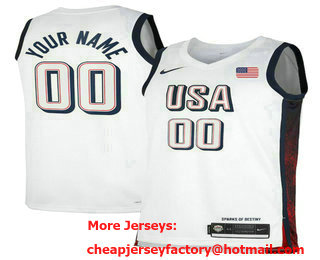 Men's USA Basketball ACTIVE PLAYER Custom White 2024 Swingman Stitched Jersey