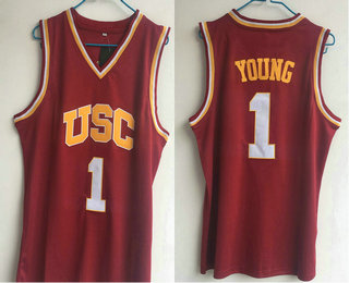 Men's USC Trojans #1 Nick Young Red College Basketball Jersey
