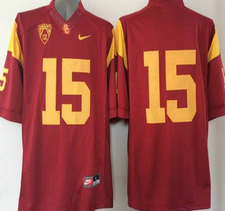 Men's USC Trojans #15 Red 2015 College Football Nike Limited Jersey