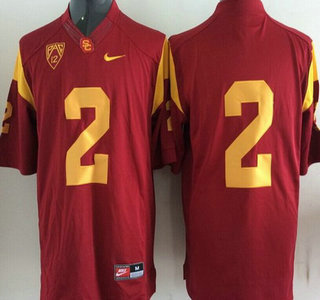 Men's USC Trojans #2 Red 2015 College Football Nike Limited Jersey