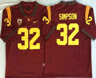 Men's USC Trojans #32 O.J.Simpson Red Limited College Football Stitched Nike NCAA Jersey