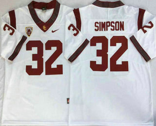 Men's USC Trojans #32 O.J.Simpson White Limited College Football Stitched Nike NCAA Jersey