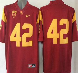 Men's USC Trojans #42 Red 2015 College Football Nike Limited Jersey