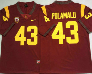 Men's USC Trojans #43 Troy Polamalu Red Limited College Football Stitched Nike NCAA Jersey