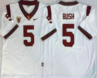 Men's USC Trojans #5 Reggie Bush White Limited College Football Stitched Nike NCAA Jersey