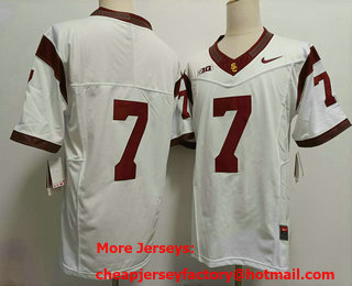 Men's USC Trojans #7 Miller Moss Without Name White FUSE College Football Jersey