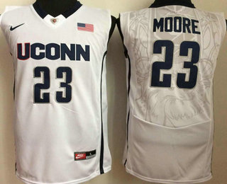 Men's Uconn Huskies #23 Maya Moore White College Basketball Jersey