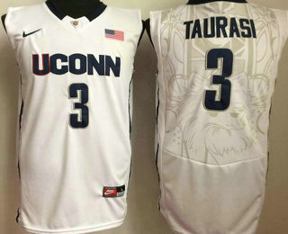 Men's Uconn Huskies #3 Diana Taurasi White College Basketball Jersey