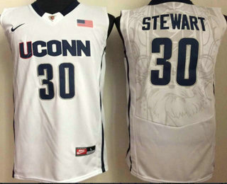 Men's Uconn Huskies #30 Breanna Stewart White College Basketball Jersey