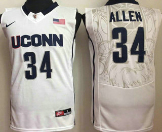 Men's Uconn Huskies #34 Ray Allen White College Basketball Jersey