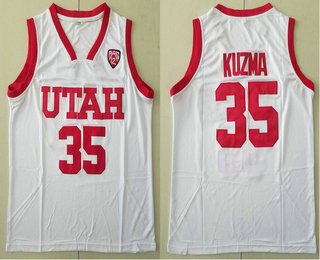 Men's Utah #35 Kyle Kuzma White College Basketball Stitched Jersey