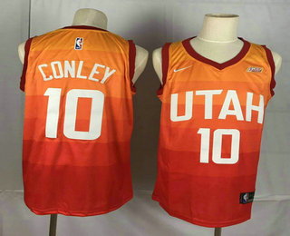 Men's Utah Jazz #10 Mike Conley 2018 City Edition 5 For The Fight Orange Nike Swingman Jersey