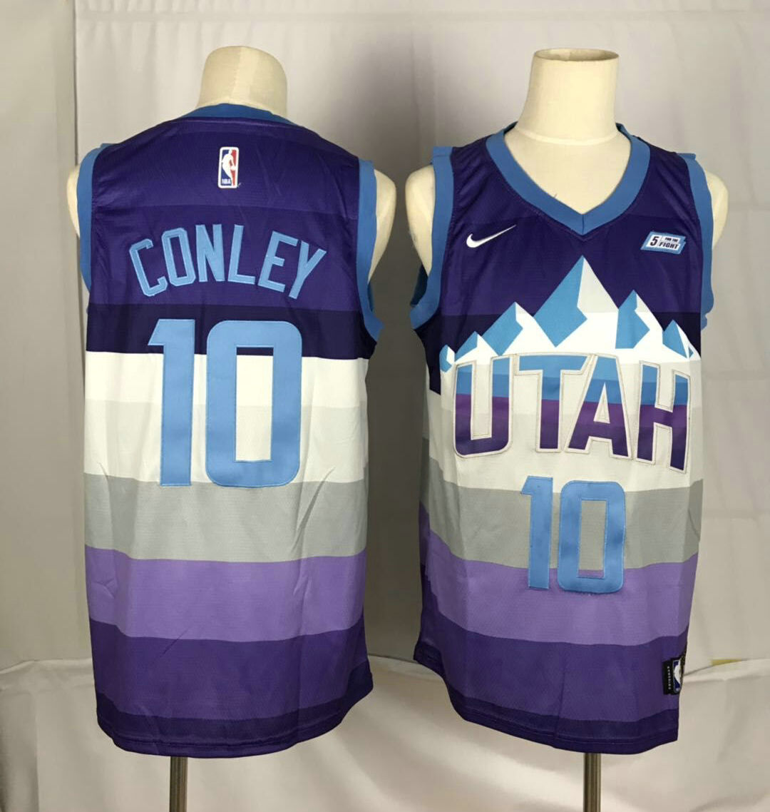 Men's Utah Jazz #10 Mike Conley Purple City Edition 2019 Nike Swingman 5 For The Fight Stitched NBA Jersey
