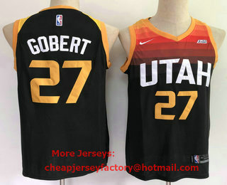 Men's Utah Jazz #27 Rudy Gobert Black 2021 City Edition Nike Swingman Stitched NBA Jersey With The Sponsor Logo
