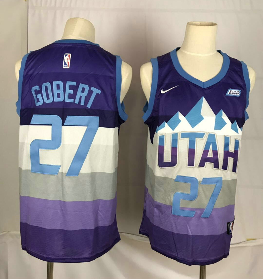 Men's Utah Jazz #27 Rudy Gobert Purple City Edition 2019 Nike Swingman 5 For The Fight Stitched NBA Jersey