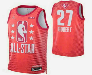 Men's Utah Jazz #27 Rudy Gobert Red Diamond 75th 2022 All Star Heat Press Jersey