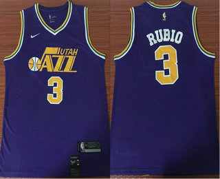 Men's Utah Jazz #3 Ricky Rubio Purple 2019 Nike Swingman Stitched NBA Throwback Jersey