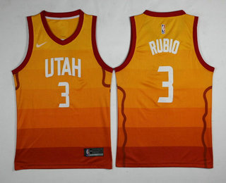 Men's Utah Jazz #3 Ricky Rubio Yellow Nike 2017-2018 NBA Swingman City Edition Jersey