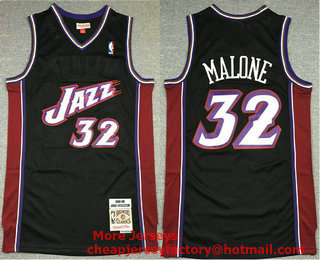 Men's Utah Jazz #32 Karl Malone Black 1998-99 Hardwood Classics Soul Swingman Throwback Jersey