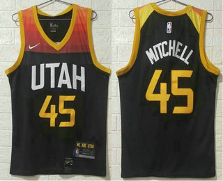 Men's Utah Jazz #45 Donovan Mitchell Black 2021 City Edition Nike Swingman Stitched NBA Jersey