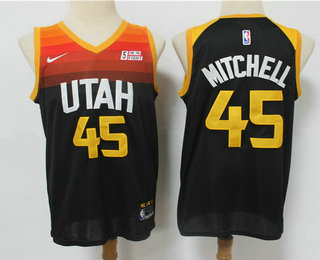 Men's Utah Jazz #45 Donovan Mitchell Black 2021 City Edition Nike Swingman Stitched NBA Jersey With The Sponsor Logo
