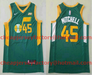 Men's Utah Jazz #45 Donovan Mitchell Green 2018 Nike Player Edition Stitched NBA Jersey With The Sponsor Logo
