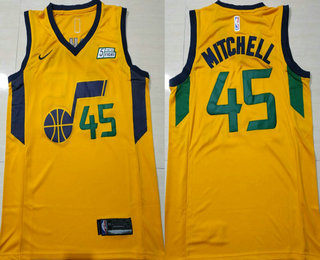 Men's Utah Jazz #45 Donovan Mitchell New Yellow 2017-2018 Nike Swingman 5 For The Fight Stitched NBA Jersey