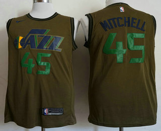 Men's Utah Jazz #45 Donovan Mitchell Olive Stitched Nike Swingman Jersey