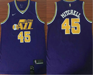Men's Utah Jazz #45 Donovan Mitchell Purple 2019 Nike Swingman Stitched NBA Throwback Jersey