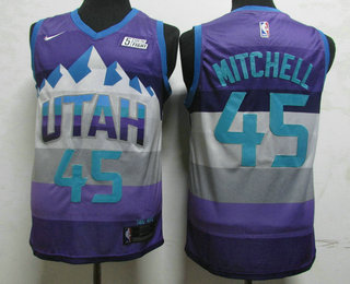 Men's Utah Jazz #45 Donovan Mitchell Purple City Edition 2019 Nike Swingman 5 For The Fight Stitched NBA Jersey 1