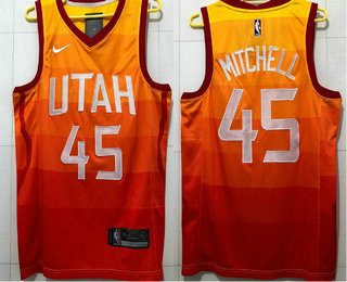 Men's Utah Jazz #45 Donovan Mitchell Yellow Nike 2018 NBA City Edition AU ALL Stitched Jersey