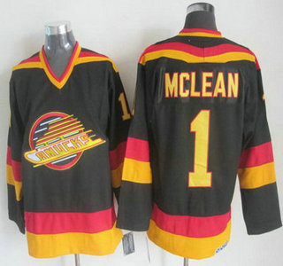 Men's Vancouver Canucks #1 Kirk McLean 1985-86 Black CCM Vintage Throwback Jersey