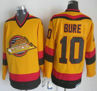 Men's Vancouver Canucks #10 Pavel Bure 1985-86 Yellow CCM Vintage Throwback Jersey
