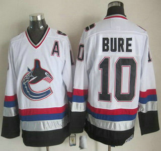 Men's Vancouver Canucks #10 Pavel Bure 1997-98 White CCM Vintage Throwback Jersey