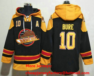 Men's Vancouver Canucks #10 Pavel Bure Black Ageless Must Have Lace Up Pullover Hoodie