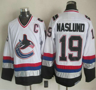 Men's Vancouver Canucks #19 Markus Naslund 1997-98 White CCM Vintage Throwback Jersey