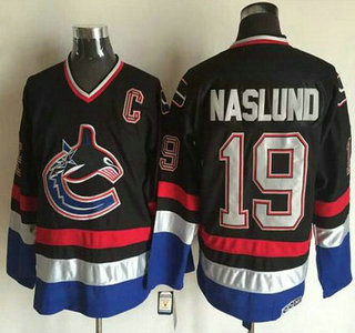 Men's Vancouver Canucks #19 Markus Naslund 2003-04 Black CCM Vintage Throwback Jersey