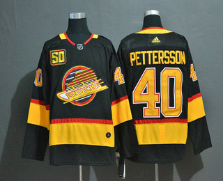 Men's Vancouver Canucks #40 Elias Pettersson Black 50th Season Adidas Stitched NHL Jersey