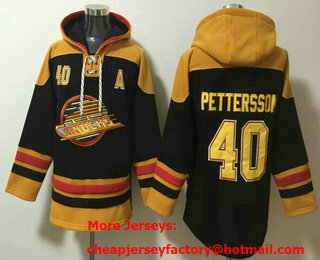 Men's Vancouver Canucks #40 Elias Pettersson Black Ageless Must Have Lace Up Pullover Hoodie