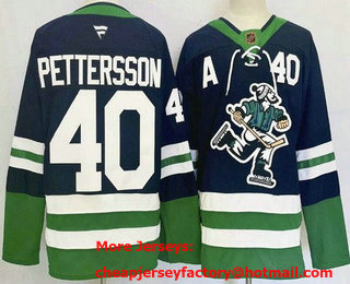 Men's Vancouver Canucks #40 Elias Pettersson Navy Reverse Retro 2025 Stitched Jersey